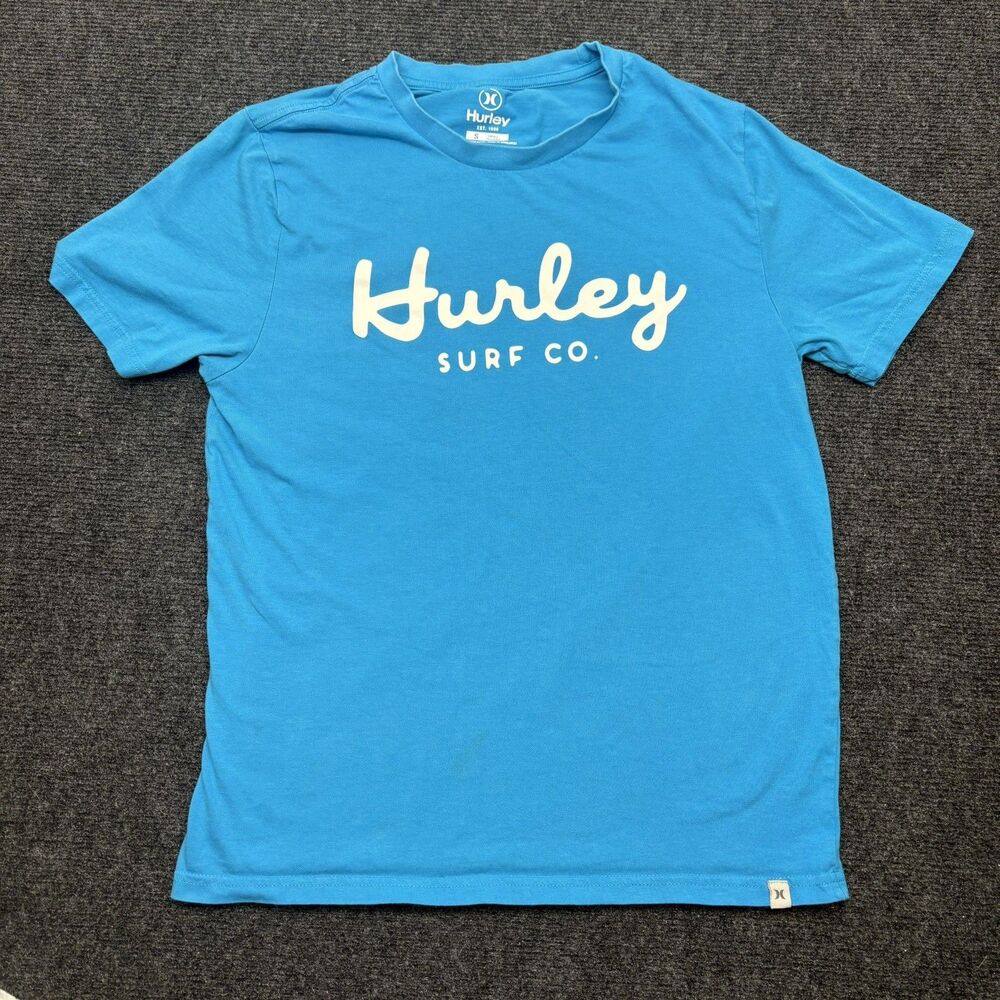 Men's Hurley Surf Co Graphic T-Shirt Blue Size S Short Sleeve Casual Surfwear